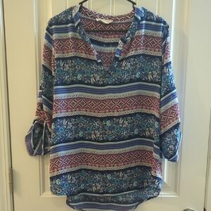 🟣3/$20-Pink Republic Blue and Pink Striped Blouse